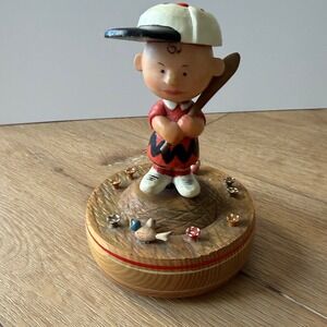 Vintage 1968 Anri Charlie Brown Baseball Music Box Reuge Swiss Movement Italy